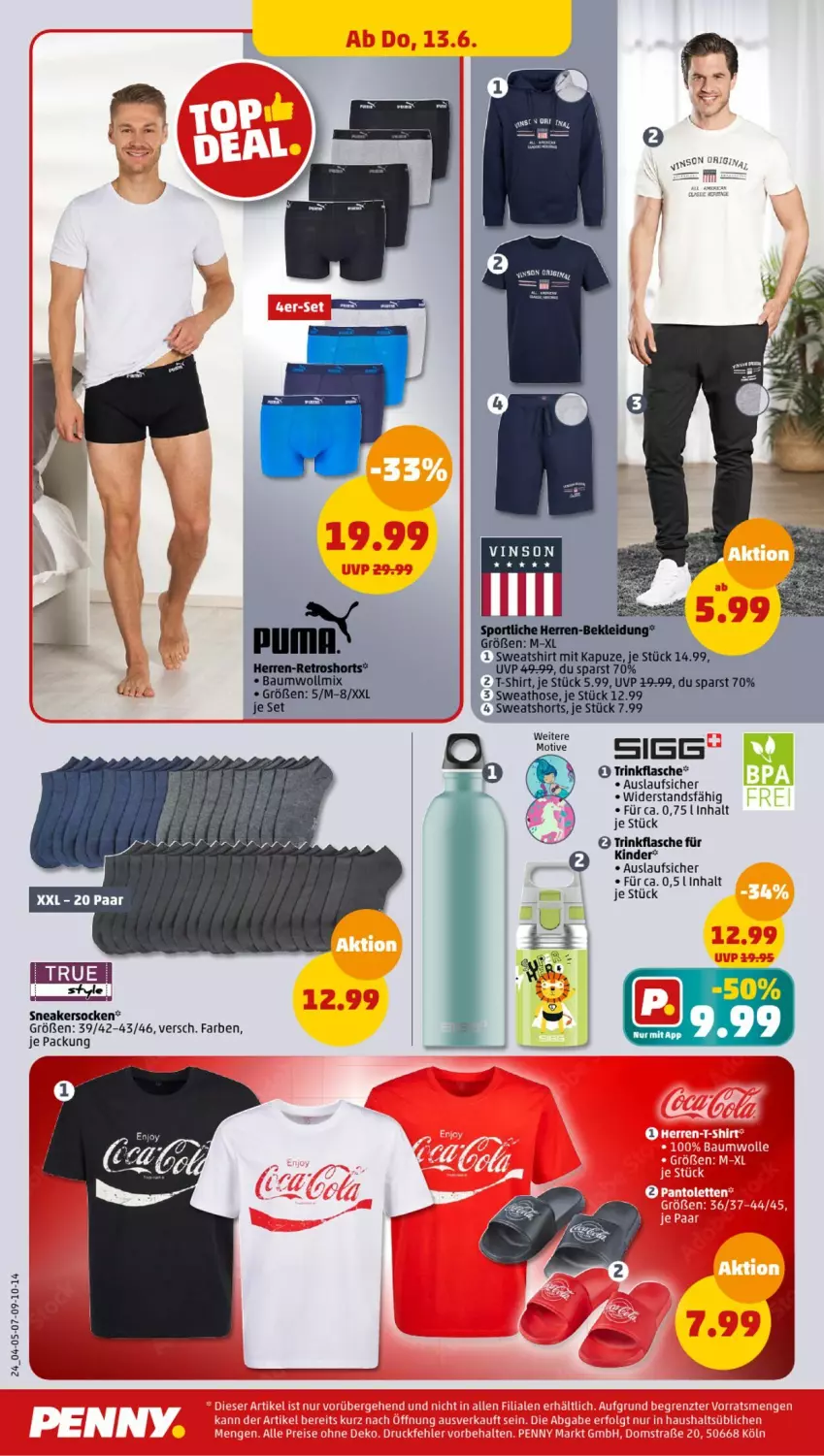 Aktueller Prospekt Penny - Prospekte - von 10.06 bis 15.06.2024 - strona 28 - produkty: Bau, flasche, hose, Kinder, kleid, Kleidung, shirt, shorts, sneaker, sneakersocken, socken, Sport, Sweathose, Sweatshirt, sweatshorts, T-Shirt, trinkflasche, usb