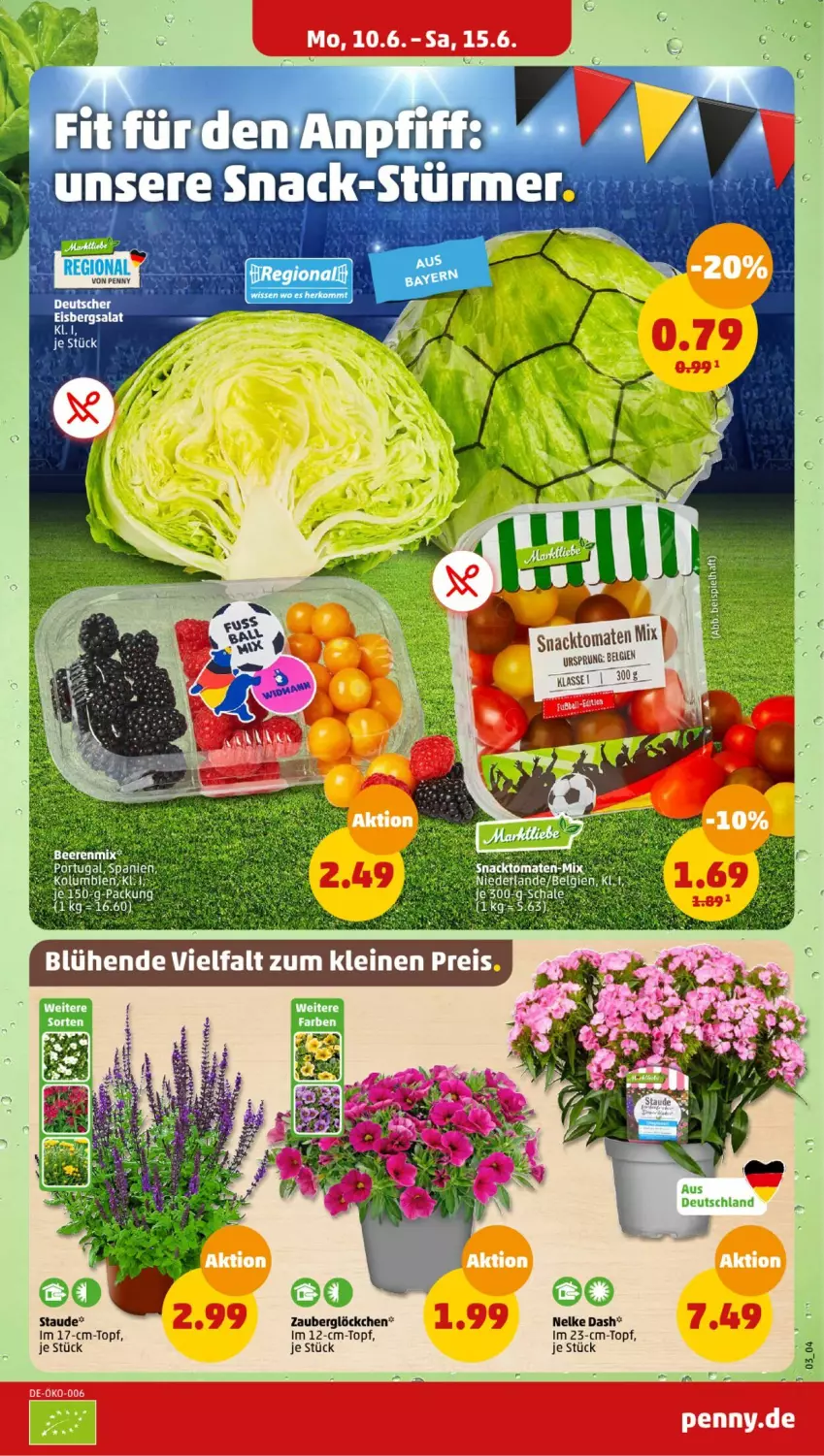 Aktueller Prospekt Penny - Prospekte - von 10.06 bis 15.06.2024 - strona 9 - produkty: eis, eisbergsalat, LG, salat, snack, tomate, tomaten, topf, zauberglöckchen