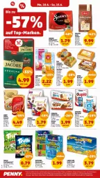 Gazetka promocyjna Penny - Prospekte - Gazetka - ważna od 15.06 do 15.06.2024 - strona 22 - produkty: bella crema, bohne, bohnen, brötchen, Cap, capri-sun, duplo, eis, ferrero, frucht, fruchtgummi, Hefe, kaffee, kaffeepads, Kinder, kinder riegel, kuchen, LG, lindor, lindt, melitta, merci, reis, riegel, senseo, storck, Strudel, tee, teekanne, Ti, trolli, wasser, wassereis