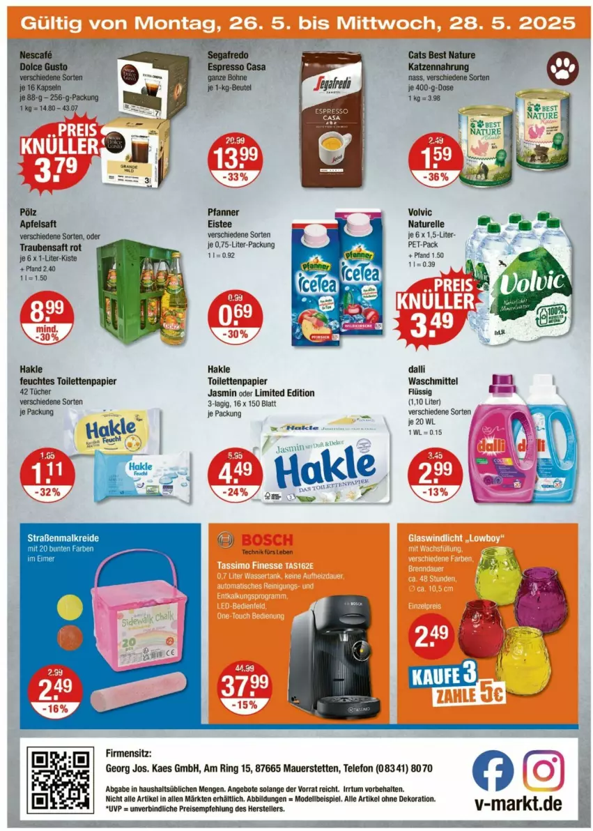 Aktueller Prospekt Vmarkt - Prospekte - von 22.05 bis 28.05.2025 - strona 24 - produkty: alle artikel ohne dekoration, angebot, angebote, apfel, apfelsaft, auer, dalli, dekoration, dell, eis, eistee, elle, feuchtes toilettenpapier, hakle, hakle toilettenpapier, kaes, Mode, natur, papier, pfanne, Pfanner, rel, ring, saft, tee, telefon, teller, Ti, toilettenpapier, trauben, Traubensaft, tücher, volvic, waschmittel