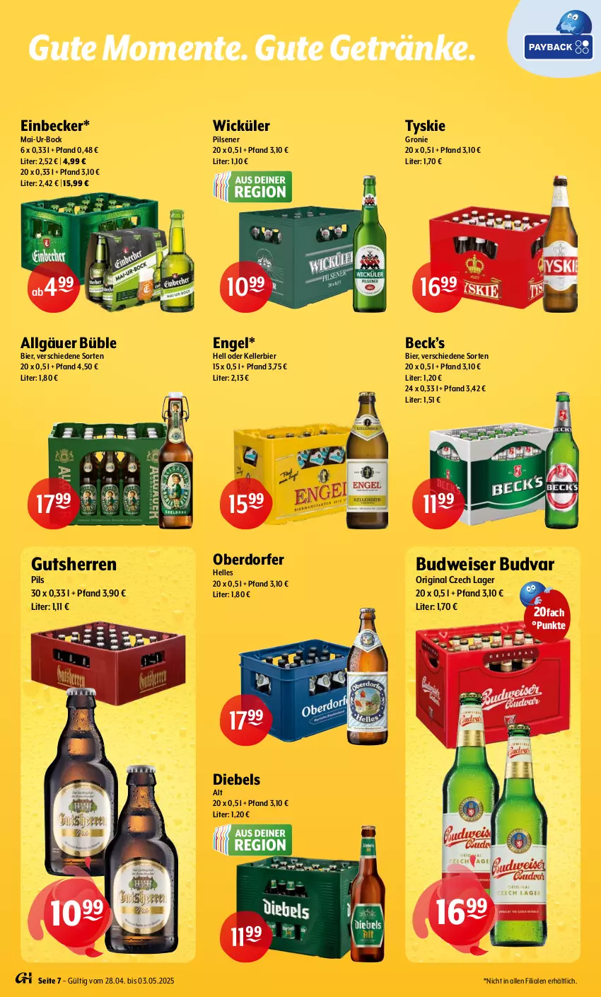 Aktueller Prospekt Getraenke Hoffmann - Prospekte - von 28.04 bis 03.05.2025 - strona 7 - produkty: bier, budweiser, diebels, eis, elle, Engel, ente, getränk, getränke, gin, kellerbier, LG, pils, pilsener, Ti, tyskie, WICK