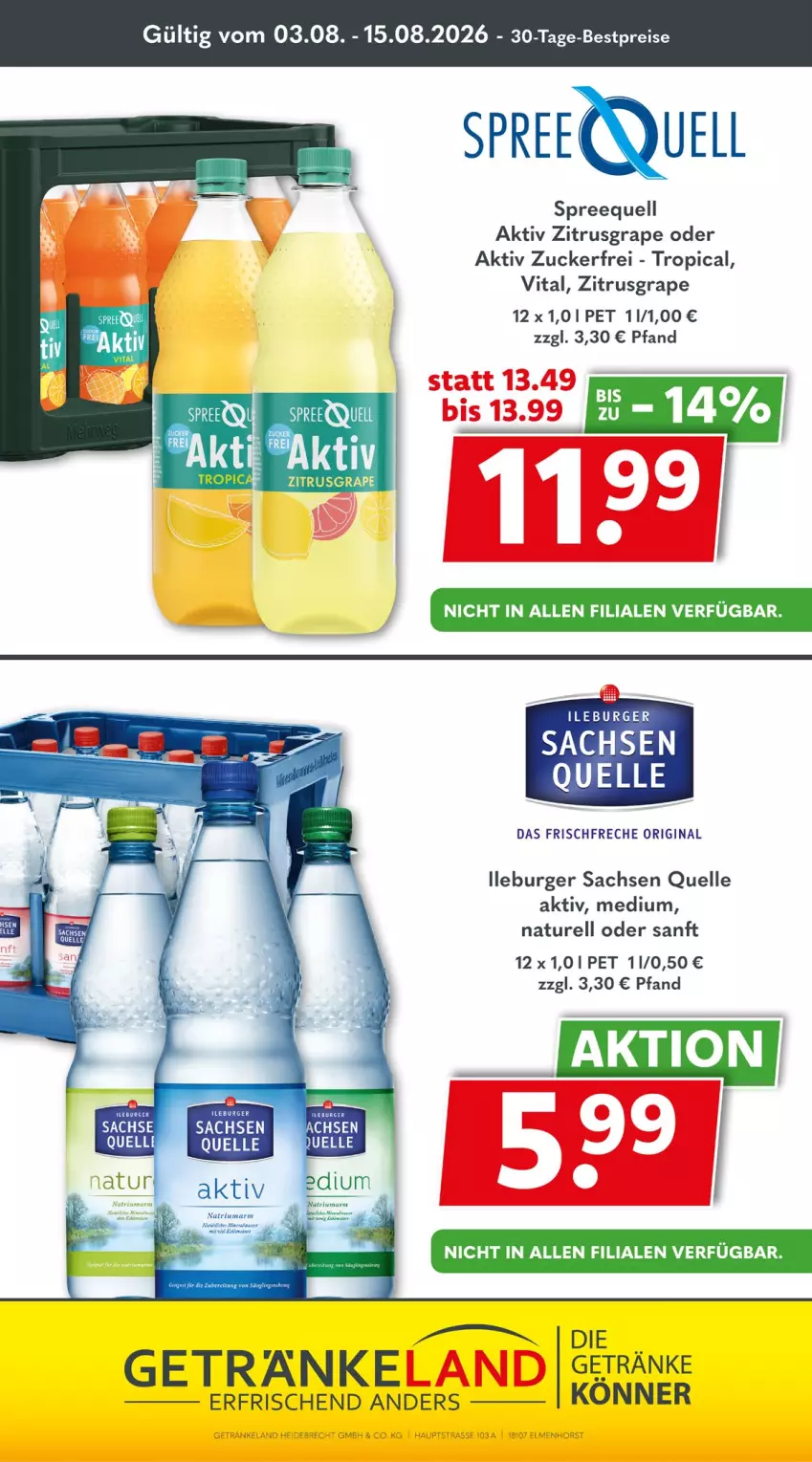 Aktueller Prospekt Getraenkeland - von 17.08 bis 29.08.2026 - strona 11 - produkty: bestpreis, bestpreise, burger, eis, Elan, elle, getränk, getränke, gin, natur, reis, rel, sac, Spreequell, Ti, vita, zucker