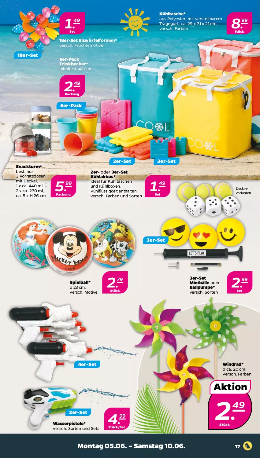 Aktueller Prospekt Netto - Woche 23 - von 05.06 bis 10.06.2023 - strona 17 - produkty: akku, ball, Becher, decke, Deckel, eis, eiswürfel, früchte, kühlakku, kühlakkus, kühlbox, kühltasche, Ria, snack, Tasche, taschen, Ti, trinkbecher, wasser, wasserpistole, würfel