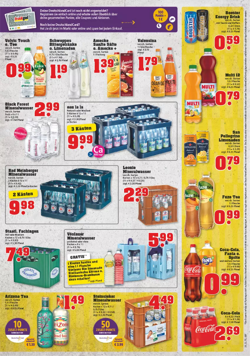 Aktueller Prospekt Trinkgut - von 16.05 bis 21.05.2022 - strona 3 - produkty: alle coupons, Alwa, amecke, angebot, angebotspreis, auer, Bad, beere, Berger, bio, bio limo, black forest, coca-cola, cola, coupon, coupons, deutschland card, deutschlandcard, drink, eis, elle, energy drink, erde, fanta, flasche, fuze tea, getränk, getränke, glasflasche, himbeer, himbeere, lack, LG, limo, limonade, limonaden, mineralwasser, natur, orange, reis, rel, säfte, schweppes, sprite, Staatl. Fachingen, Steinsieker, tee, Ti, valensina, volvic, vöslauer, wasser, zitrone