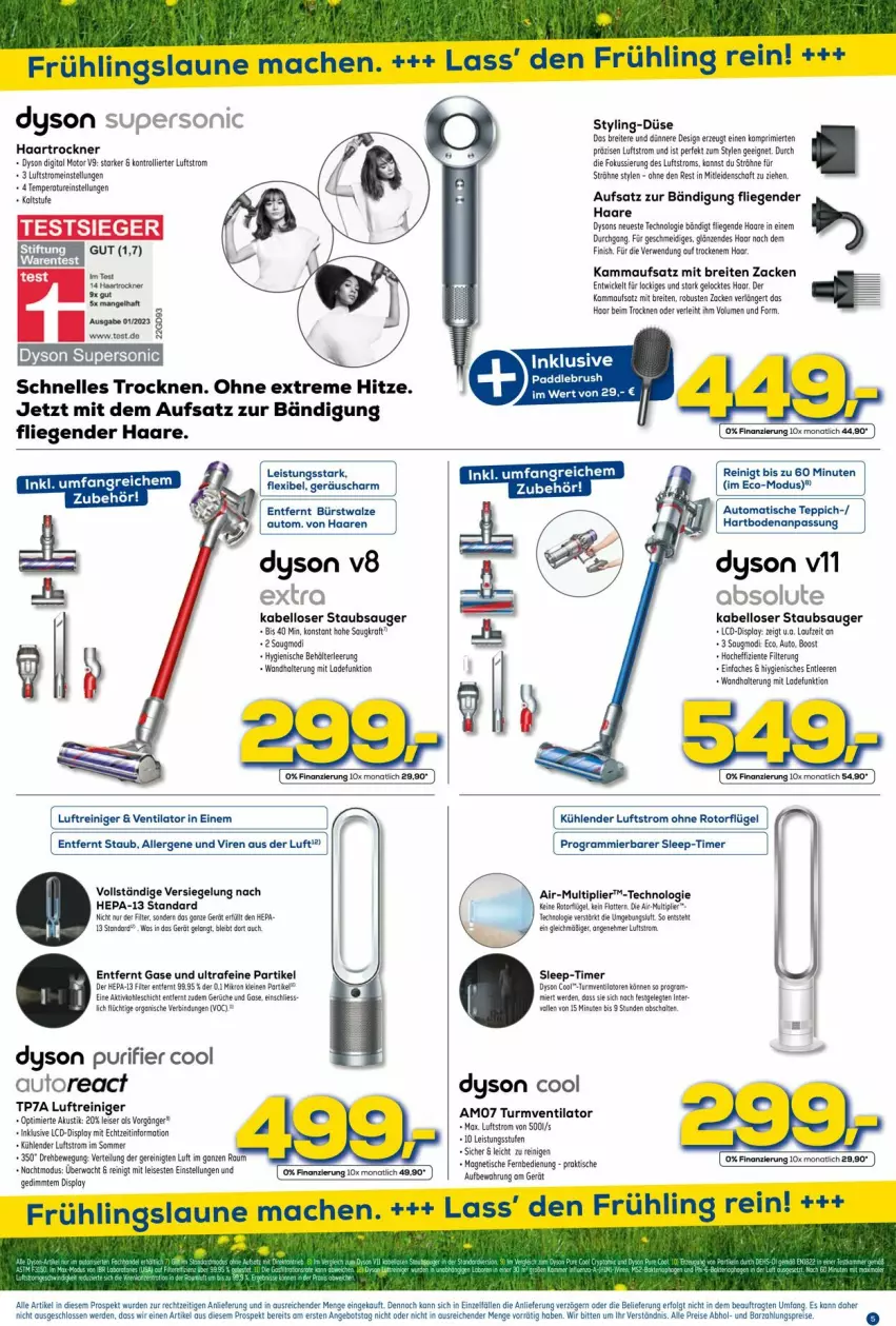 Aktueller Prospekt Euronics - Prospekte - von 26.04 bis 03.05.2023 - strona 5 - produkty: angebot, auto, Brei, Dyson, eis, Elan, elle, ente, erde, Finish, haartrockner, LG, Liege, Luftreiniger, mac, reiniger, reis, rind, rwe, staubsauger, Ti, timer, Trockner, ventilator, wandhalterung, WICK