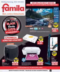 Gazetka promocyjna Famila - Prospekte - Gazetka - ważna od 04.11 do 04.11.2023 - strona 1 - produkty: akku, angebot, auto, din a4, drucker, dvb, eis, elle, friday, fritteuse, handstaubsauger, Heu, HP, jever, kopierpapier, kracher, lack, LG, mac, papier, reis, rel, smart tv, staubsauger, teller, Ti, Tiere, tisch, tuner, Weste, Wild, wolle, ZTE