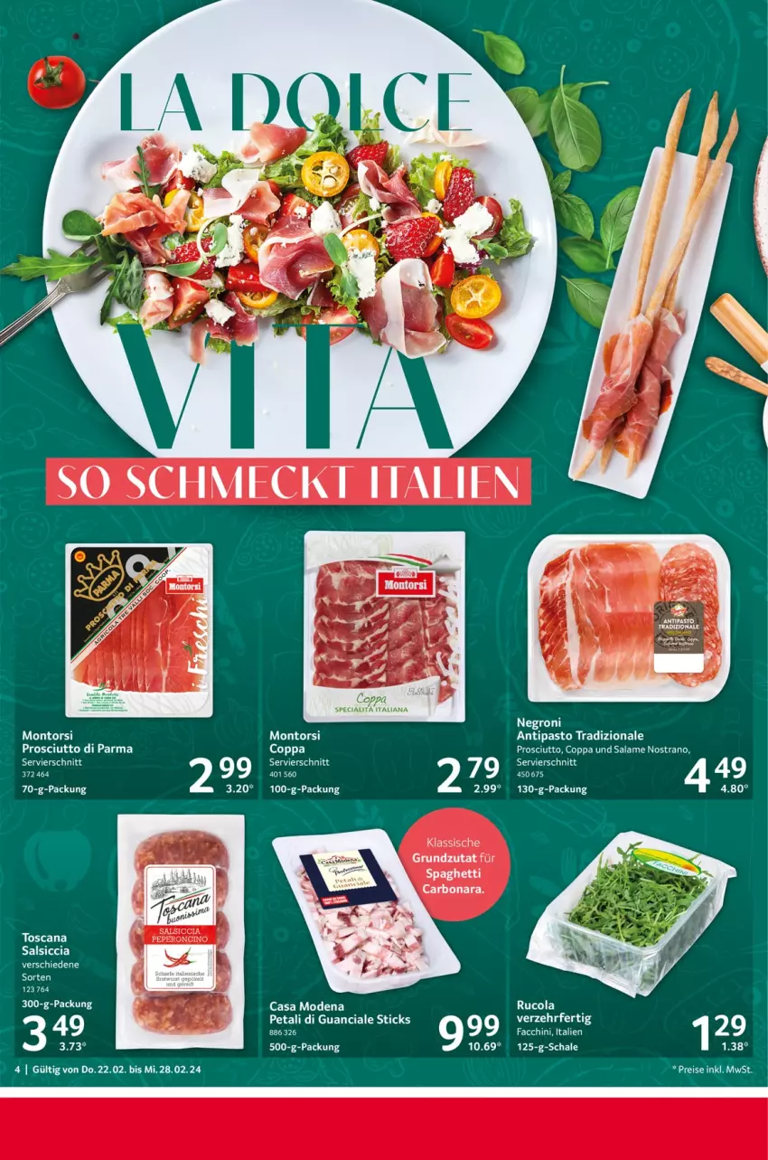 Aktueller Prospekt Selgros - Food - von 22.02 bis 28.02.2024 - strona 4 - produkty: ACC, Bona, Casa Modena, cola, eis, Mode, montorsi, prosciutto, reis, rucola, salsiccia, spaghetti, Ti, tradizionale