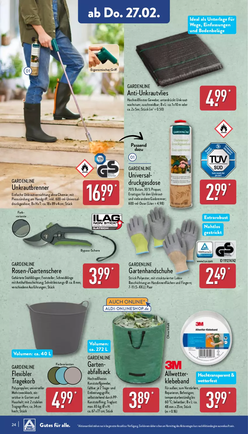 Aktueller Prospekt Aldi Nord - Von Montag - von 24.02 bis 01.03.2025 - strona 24 - produkty: aldi, Beba, eis, elle, Garten, Gartenschere, gin, handschuhe, korb, Kraut, Ria, ring, rosen, sac, Schere, schuhe, teller, Ti, tragegriff, weck, ZTE