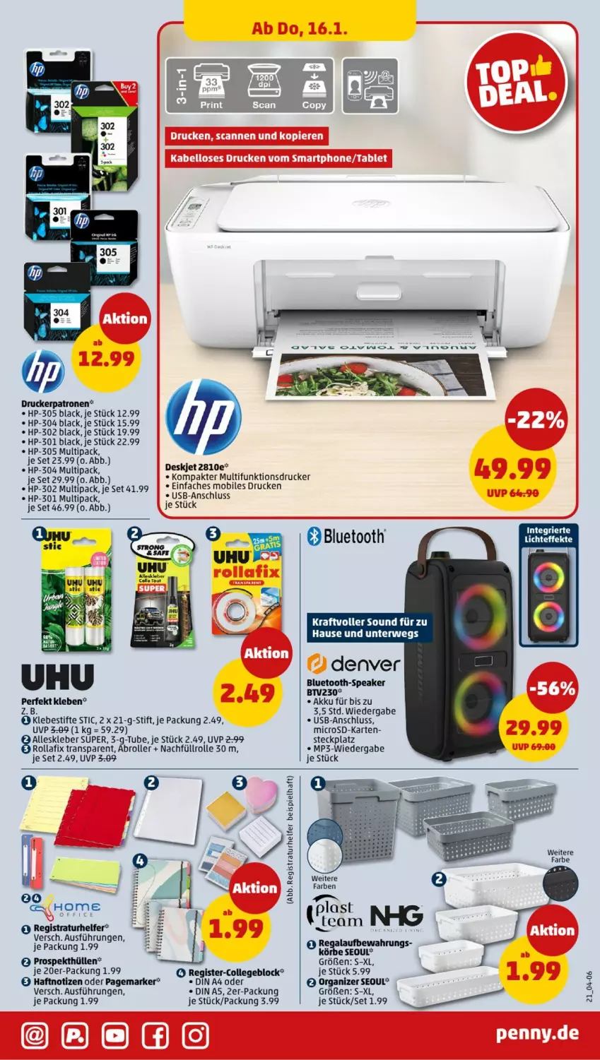 Aktueller Prospekt Penny - Prospekte - von 13.01 bis 18.01.2025 - strona 21 - produkty: akku, collegeblock, din a4, drucker, eis, HP, kraft, lack, microsd, Mp3, multifunktionsdrucker, office, prospekthüllen, regal, Roller, rwe, smartphone, stifte, tablet, Ti, uhu, usb