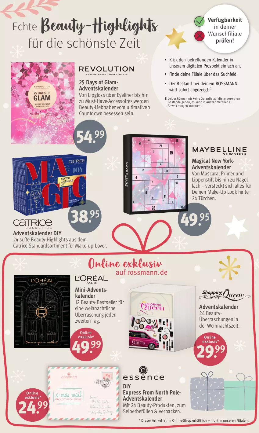 Aktueller Prospekt Rossmann - Prospekte - von 16.10 bis 27.10.2023 - strona 2 - produkty: ACC, accessoires, Adventskalender, elle, erde, Eyeliner, lack, Lipgloss, Lippenstift, Make-up, Mascara, Nagellack, Ti, Yo