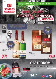 Gazetka promocyjna Selgros - Food - Gazetka - ważna od 07.12 do 07.12.2022 - strona 1 - produkty: bella crema, bellacrema, bohne, eis, espresso, flasche, LG, melitta, reis, rotkäppchen, sekt, Ti