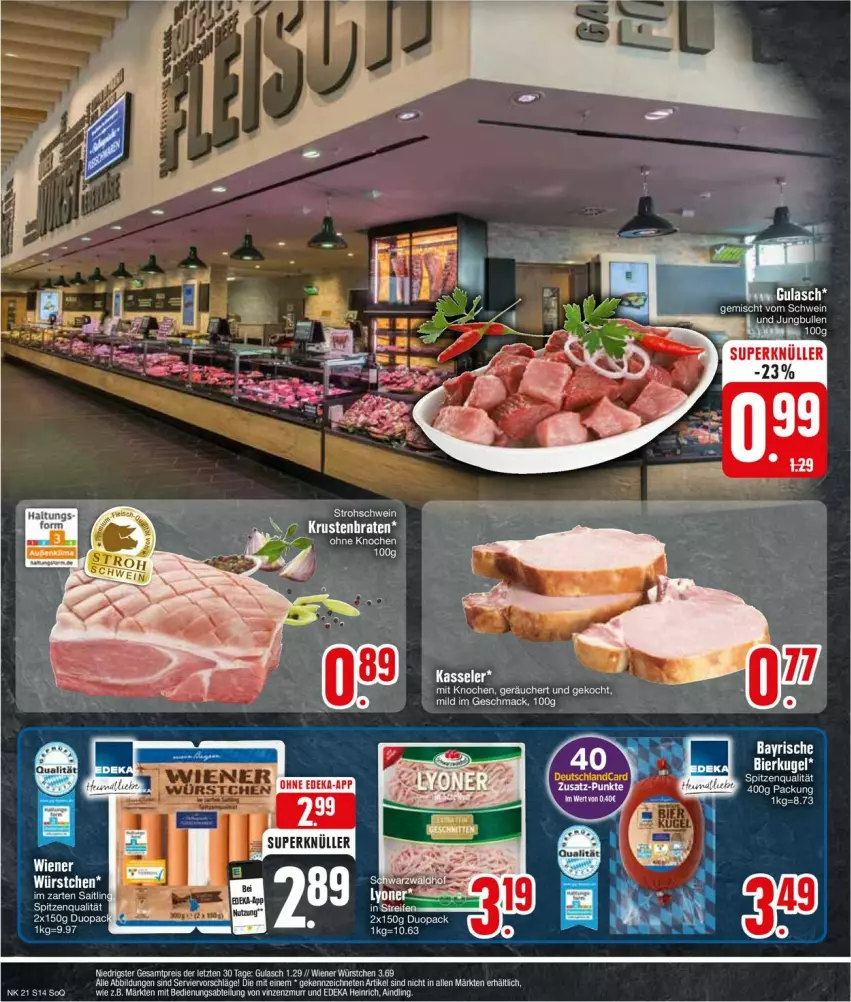 Aktueller Prospekt Edeka - Prospekte - von 20.05 bis 25.05.2024 - strona 14 - produkty: Abtei, deka, eis, gulasch, im zarten saitling, kasseler, mac, reis, spitzenqualität, tee, Ti, wiener, wiener würstchen, würstchen, ZTE