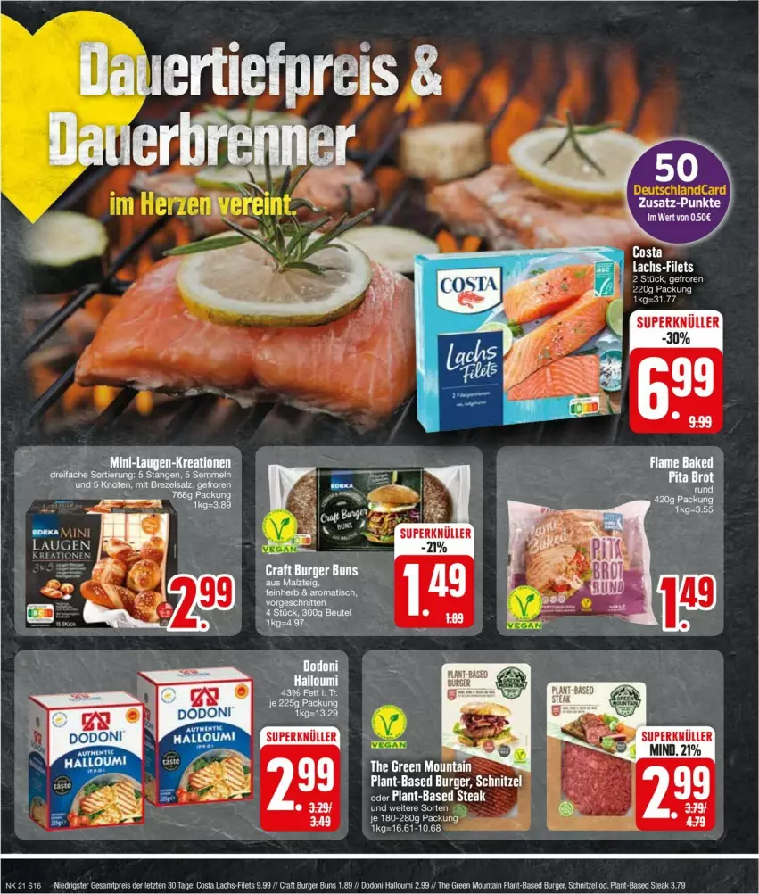 Aktueller Prospekt Edeka - Prospekte - von 20.05 bis 25.05.2024 - strona 16 - produkty: burger, burger buns, eis, filet, filets, Halloumi, lachs, reis, schnitzel, steak, Ti, ZTE