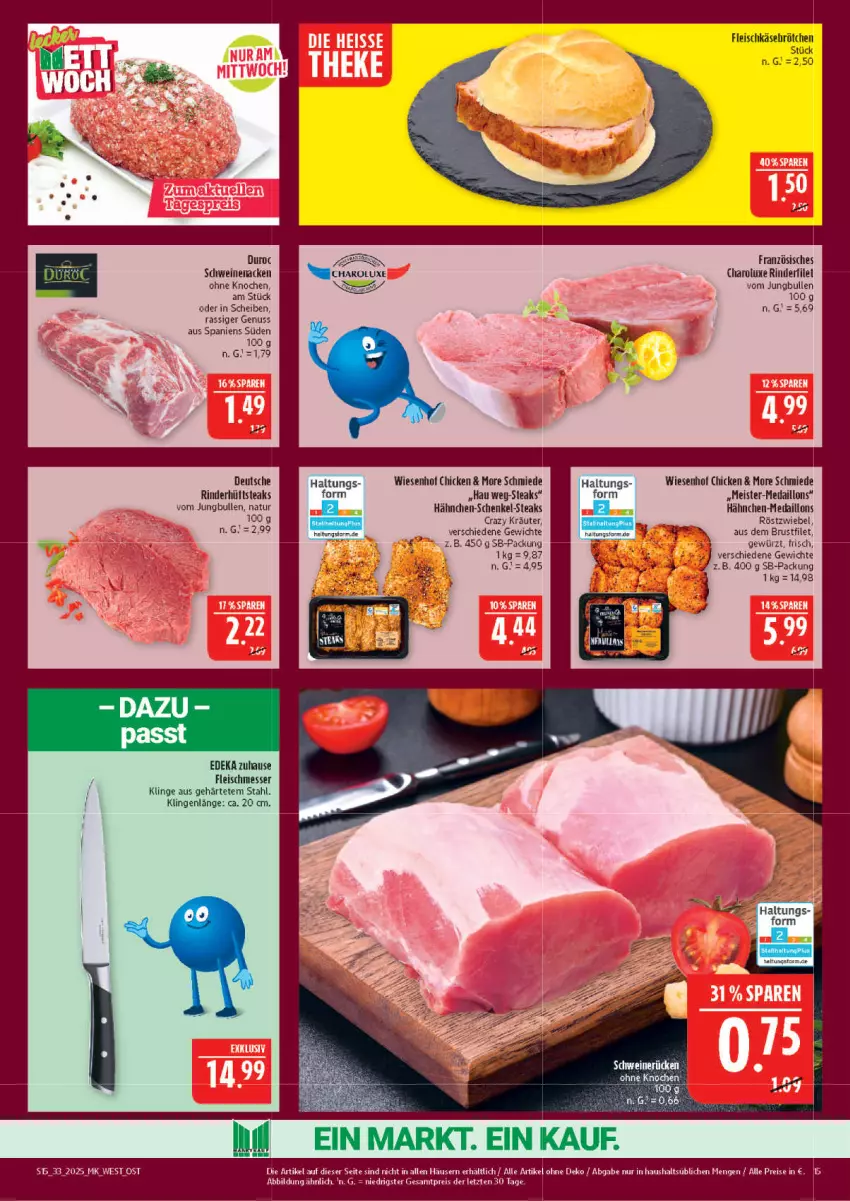 Aktueller Prospekt Marktkauf - Prospekt - von 10.08 bis 16.08.2025 - strona 15 - produkty: brustfilet, deka, eis, filet, fleisch, fleischkäse, gewürz, hähnchen-schenkel, henkel, hüftsteak, hüftsteaks, jungbullen, Käse, kräuter, medaillons, Meister, messer, natur, nuss, reis, rind, rinder, rinderfilet, schenkel, schwein, schweine, schweinenacken, schweinerücken, steak, steaks, Ti, wein, weine, wiesenhof, ZTE, zwiebel
