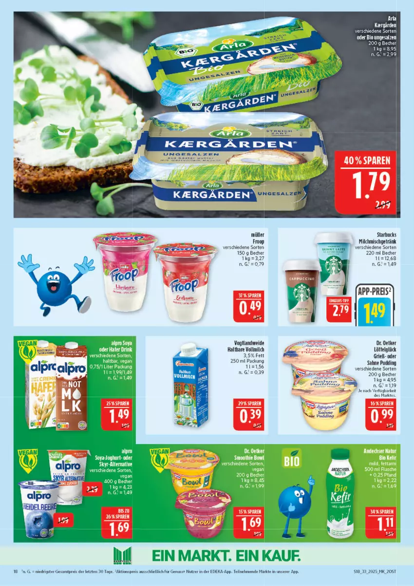 Aktueller Prospekt Marktkauf - Prospekt - von 10.08 bis 16.08.2025 - strona 18 - produkty: aktionspreis, Becher, beere, deka, Dr. Oetker, eis, erdbeere, froop, getränk, LG, Löffel, milch, Müller, müller froop, nuss, pudding, reis, sahne, salz, starbucks, Ti, vollmilch, ZTE