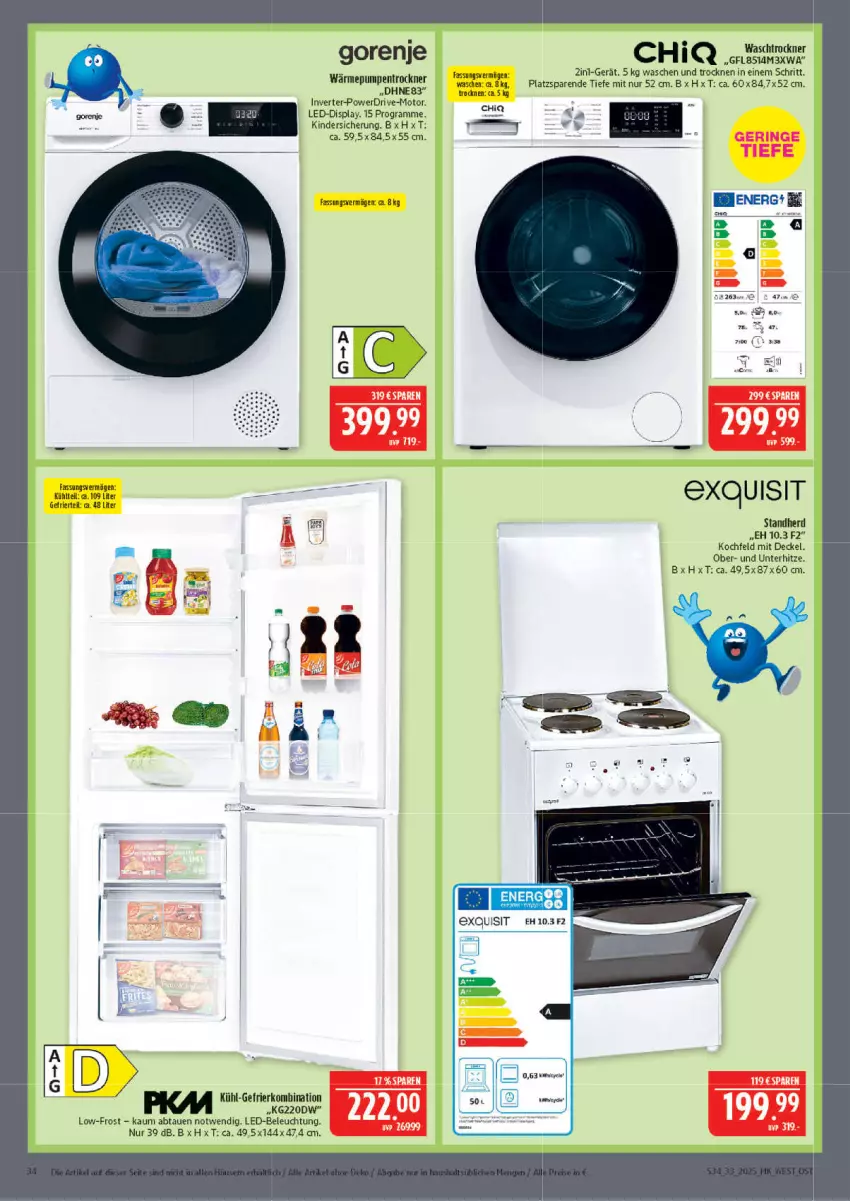 Aktueller Prospekt Marktkauf - Prospekt - von 10.08 bis 16.08.2025 - strona 34 - produkty: beleuchtung, decke, Deckel, gefrierkombination, gorenje, Kinder, kochfeld, kühl-gefrierkombination, led-beleuchtung, Ti, Trockner, wärmepumpentrockner, Waschen und Trocknen, waschtrockner
