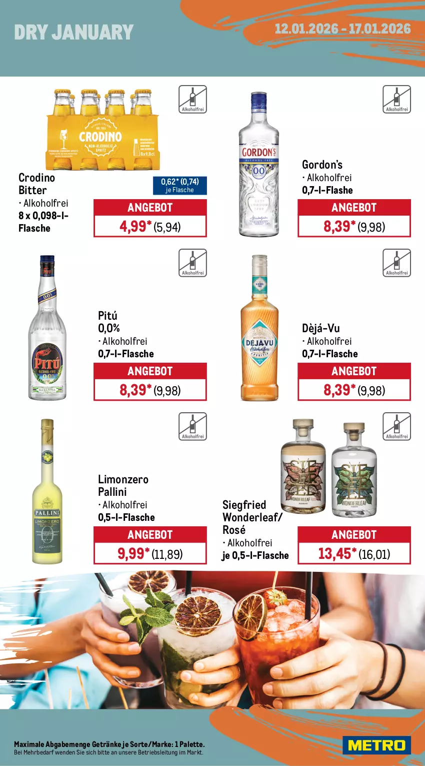 Aktueller Prospekt Metro - Wochen-Angebote - von 12.01 bis 17.01.2026 - strona 17 - produkty: alkohol, angebot, bree, burgunder, chardonnay, cuvée, decke, elle, ente, flasche, frucht, getränk, getränke, gordon, Gordon’s, grauburgunder, harman, henkel, henkell, henkell sekt, limo, mac, nuss, ohne alkohol, Palette, riesling, Rivaner, sekt, spirituosen, Ti, wein, weine