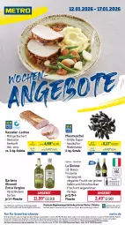Gazetka promocyjna Metro - Wochen-Angebote - Gazetka - ważna od 17.01 do 17.01.2026 - strona 1 - produkty: abholpreise, angebot, angebote, aqua, eis, flasche, frizzante, frucht, früchte, früchten, getränk, getränke, gin, ilag, kasseler, La Gioiosa, lachs, Metro, metro gastro, olive, oliven, olivenöl, olivenöl extra, Palette, perla, Rauch, reis, rwe, Schal, Schale, Ti, tiefpreis