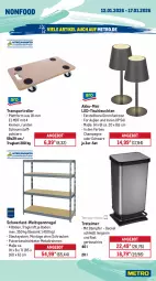 Gazetka promocyjna Metro - Wochen-Angebote - Gazetka - ważna od 17.01 do 17.01.2026 - strona 24 - produkty: akku, angebot, champagne, decke, Deckel, eimer, kraft, led-tischleuchte, leine, Leuchte, leuchten, Metro, regal, Roller, schrauben, Sport, Ti, tisch, tischleuchte, treteimer