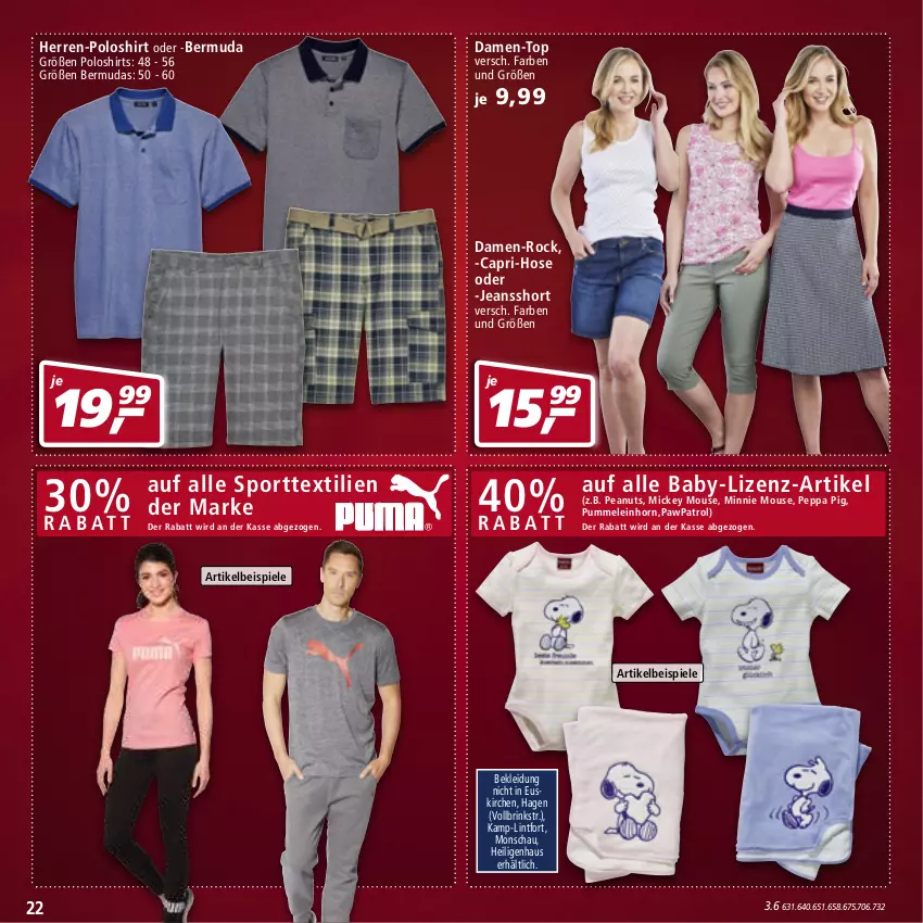 Aktueller Prospekt Real - von 27.06 bis 02.07.2022 - strona 22 - produkty: bermuda, bermudas, Cap, damen-top, eis, herren-polo, hose, jeans, kleid, Kleidung, Peppa Pig, poloshirt, shirt, shirts, Spiele, Sport, Ti