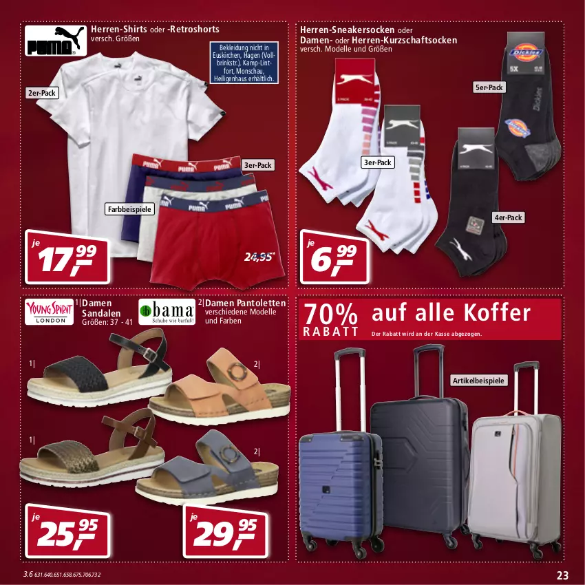 Aktueller Prospekt Real - von 27.06 bis 02.07.2022 - strona 23 - produkty: dell, eis, elle, herren-shirt, herren-sneaker, kleid, Kleidung, koffer, Kurzschaftsocken, Mode, pantolette, pantoletten, retroshorts, sandale, sandalen, shirt, shirts, shorts, sneaker, sneakersocken, socken, Spiele, Ti