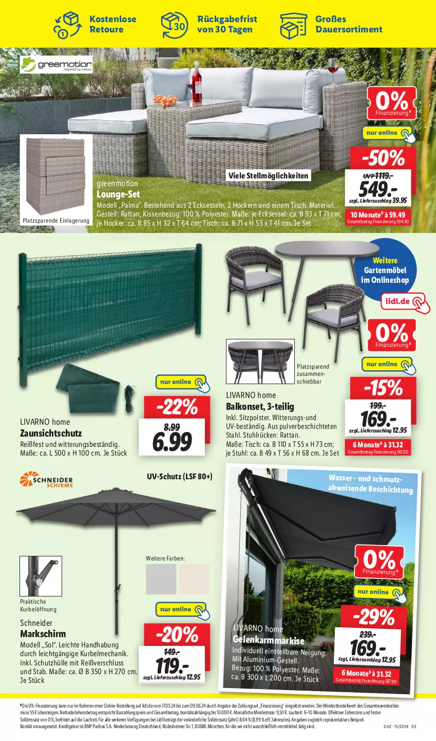 Aktueller Prospekt Lidl - Aktionsprospekt - von 08.04 bis 13.04.2024 - strona 37 - produkty: auer, Balkonset, dell, eimer, eis, erde, Garten, gartenmöbel, hocker, kissen, Kissenbezug, korb, lounge-set, möbel, Mode, reis, Ria, schutzhülle, sessel, stuhl, Ti, tisch, uv-schutz, wasser