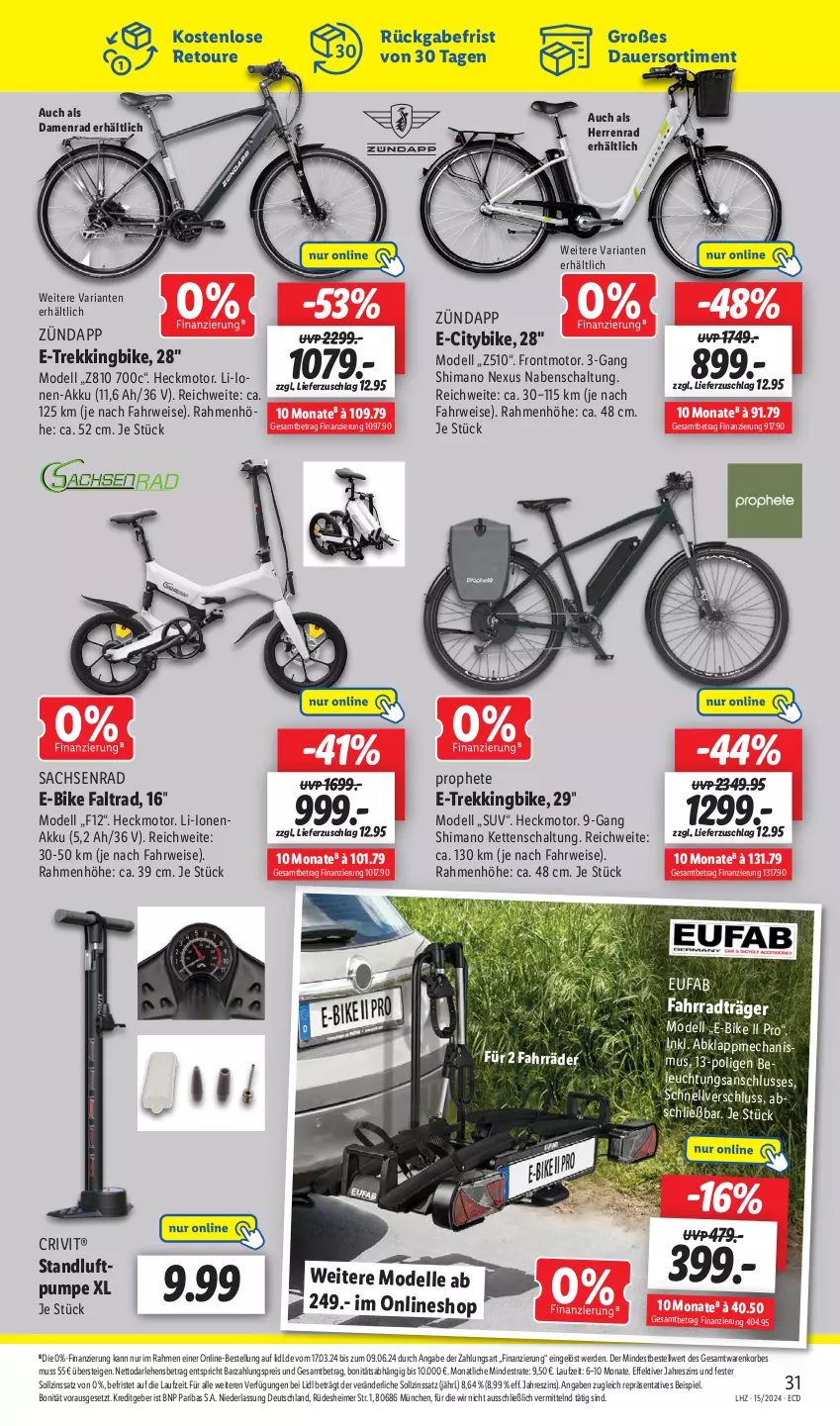 Aktueller Prospekt Lidl - Aktionsprospekt - von 08.04 bis 13.04.2024 - strona 41 - produkty: akku, auer, beleuchtung, crivit, dell, E-Bike, eimer, eis, elle, erde, eufab, Fahrrad, Kette, korb, Mode, nexus, prophete, reis, Ria, rwe, sac, Schal, shimano, Ti