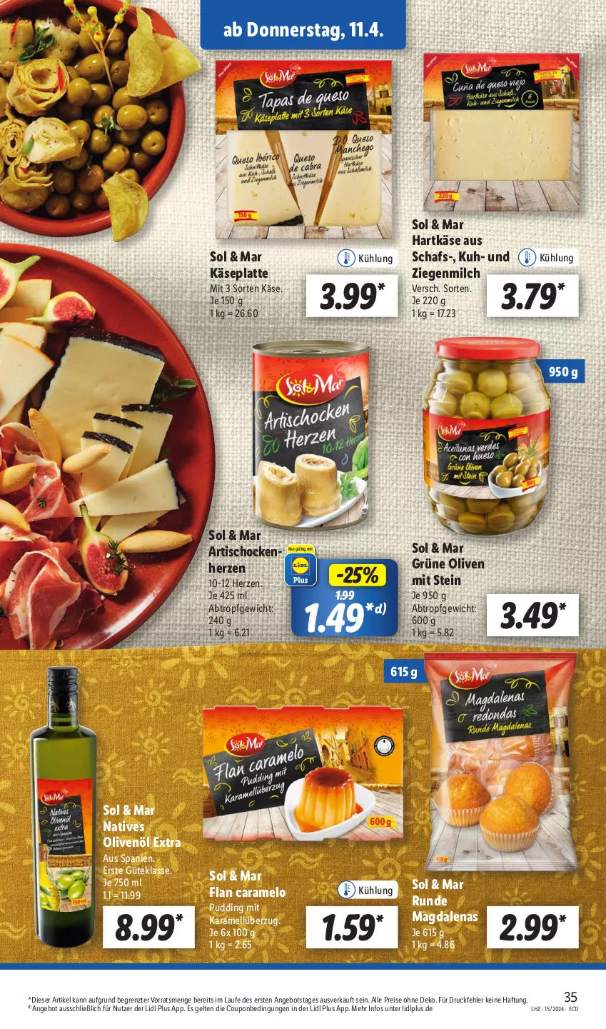 Aktueller Prospekt Lidl - Aktionsprospekt - von 08.04 bis 13.04.2024 - strona 45 - produkty: angebot, Artischocken, caramel, coupon, eis, grüne oliven, hartkäse, karamell, Käse, latte, milch, natives olivenöl, olive, oliven, olivenöl, olivenöl extra, pudding, reis, Ti, tisch, ZTE