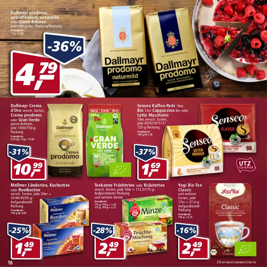 Aktueller Prospekt Real - Real Handzettel - von 14.02 bis 19.02.2022 - strona 16 - produkty: ACC, beutel, bio, bohne, bohnen, Cap, cappuccino, chia, cin, coffein, dallmayr, dallmayr prodomo, eis, ente, erde, früchte, Früchtetee, kaffee, kaffee-pads, kräuter, kuchen, Ländertee, latte, latte macchiato, mac, macchiato, Meßmer, natur, oder kräuter, prodomo, reis, senseo, tee, teekanne, Yo