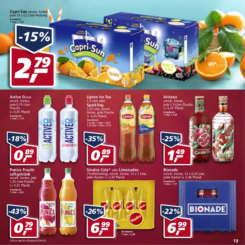 Aktueller Prospekt Real - Real Handzettel - von 14.02 bis 19.02.2022 - strona 19 - produkty: bio, bionade, Cap, capri-sun, cola, eis, flasche, frucht, fruchtsaft, fruchtsaftgetränk, getränk, ice tea, limo, limonade, limonaden, lipton, lipton ice tea, punica, reis, saft, sinalco, Ti