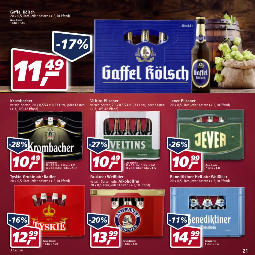 Aktueller Prospekt Real - Real Handzettel - von 14.02 bis 19.02.2022 - strona 21 - produkty: alkohol, Benediktiner, bier, eis, jever, jever pilsener, krombache, krombacher, oder radler, Paula, paulaner, pils, pilsener, radler, reis, Ti, tyskie, veltins, veltins pilsener