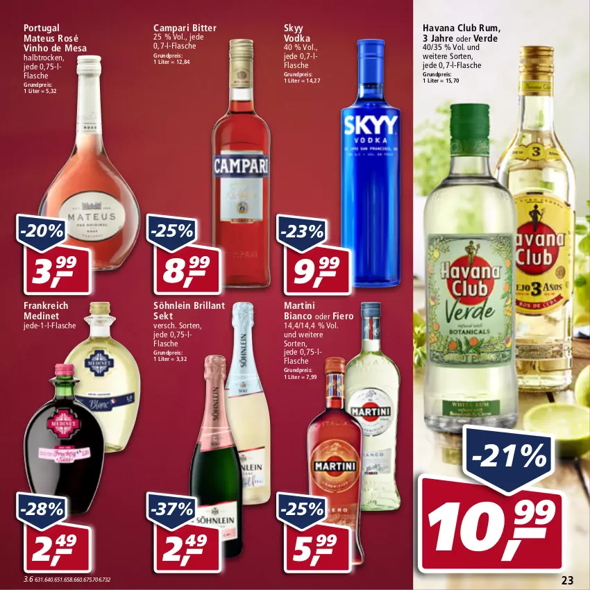 Aktueller Prospekt Real - Real Handzettel - von 14.02 bis 19.02.2022 - strona 23 - produkty: brillant sekt, campari, eis, erde, flasche, Havana Club, martini, mateus, medinet, reis, rum, sekt, skyy, Skyy Vodka, söhnlein, söhnlein brillant, Ti, vodka