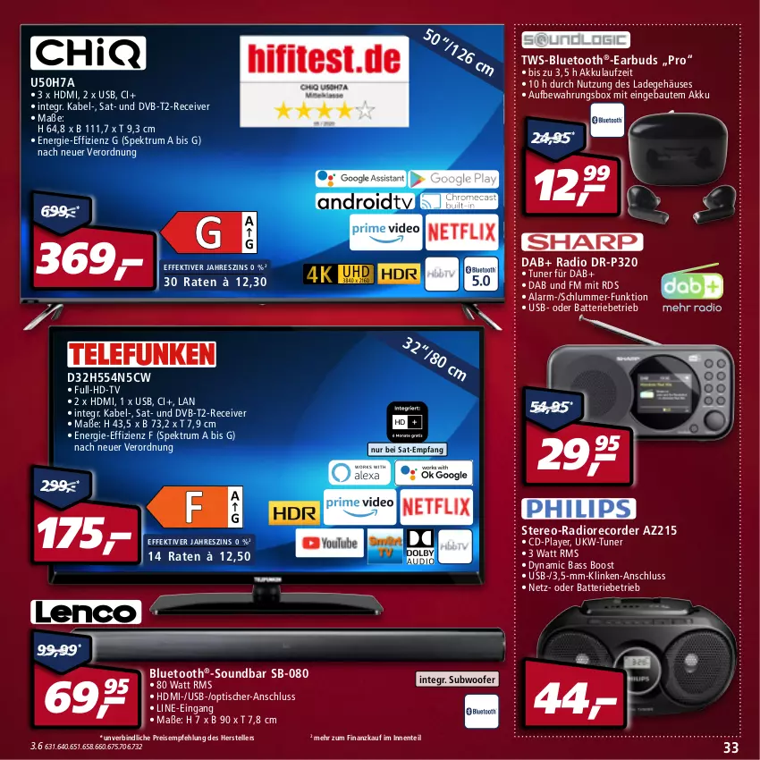 Aktueller Prospekt Real - Real Handzettel - von 14.02 bis 19.02.2022 - strona 33 - produkty: akku, aufbewahrungsbox, batterie, Bau, Dior, dvb, DVB-T, eis, elle, ente, HDMI, Radio, Receiver, reis, rum, soundbar, Spektrum, Subwoofer, teller, Ti, tisch, tuner, usb