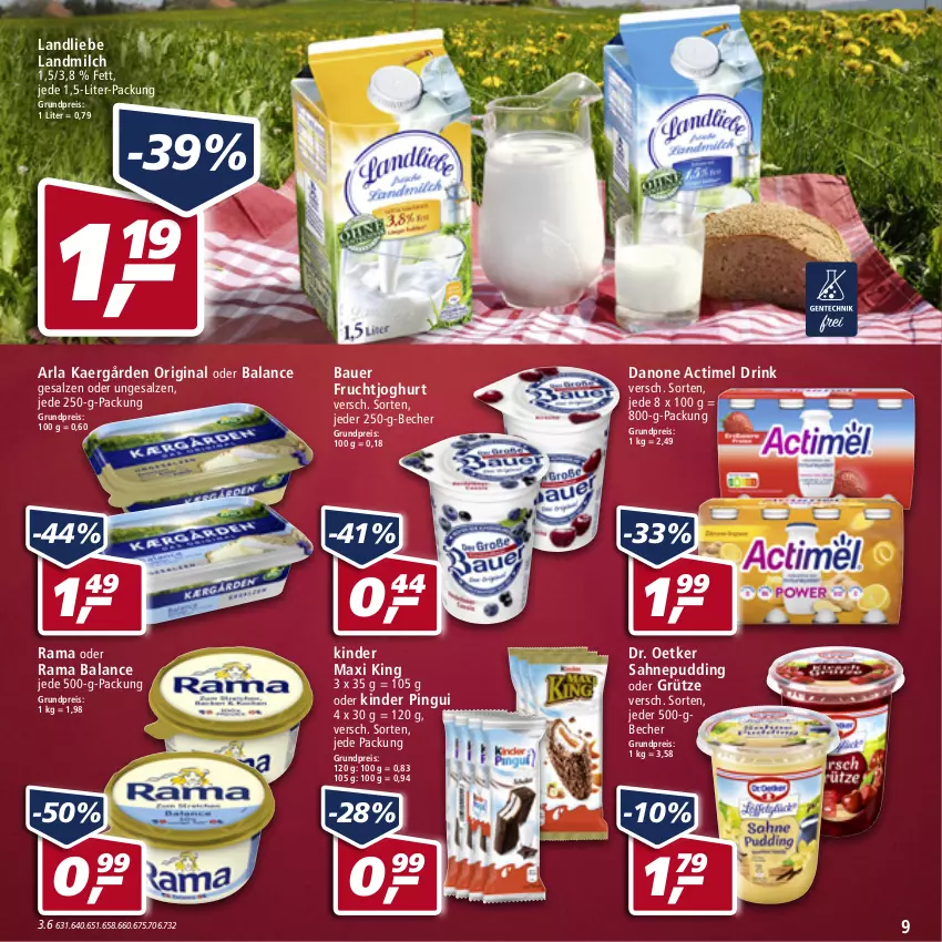 Aktueller Prospekt Real - Real Handzettel - von 14.02 bis 19.02.2022 - strona 9 - produkty: actimel, actimel drink, arla, auer, Bau, Bauer, Becher, danone, danone actimel drink, Dr. Oetker, drink, eis, frucht, fruchtjoghurt, gin, grütze, joghur, joghurt, Kinder, Kinder Maxi, kinder maxi king, kinder pingui, landliebe, landmilch, milch, pingui, pudding, rama, reis, sahne, salz, Ti