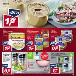 Gazetka promocyjna Real - Real Handzettel - Gazetka - ważna od 19.02 do 19.02.2022 - strona 15 - produkty: bockwurst, böklunder, eis, erbsen, fleisch, frühstücksfleisch, gin, Konserven, leine, mais, möhren, original thüringer, reis, rind, rindfleisch, ring, Ti, tulip, wiener, wurst