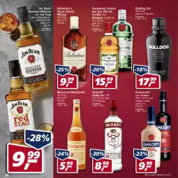 Gazetka promocyjna Real - Real Handzettel - Gazetka - ważna od 19.02 do 19.02.2022 - strona 24 - produkty: ball, bourbon, bourbon whiskey, Bulldog, dry gin, eis, flasche, gin, jim beam, london dry, london dry gin, mariacron, rama, ramazzott, ramazzotti, reis, Ria, scotch, scotch whisky, smirnoff, Tanqueray, Ti, vodka, wein, weinbrand, whiskey, whisky, zott