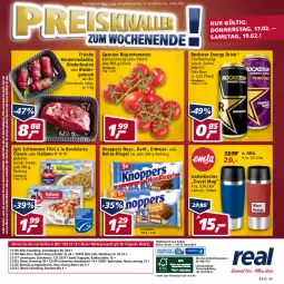 Gazetka promocyjna Real - Real Handzettel - Gazetka - ważna od 19.02 do 19.02.2022 - strona 48 - produkty: à la bordelaise, angebot, angebote, auer, Becher, Berger, bordelaise, bosch, braten, Diesel, drink, eis, elle, energy drink, erdnuss, filet, gulasch, iglo, isolierbecher, knoppers, kokos, LG, Metro, Narzissen, natur, nuss, oder rindergulasch, payback, reis, riegel, rind, rinder, rinderbraten, rindergulasch, Rinderroulade, rinderrouladen, rispentomaten, Rockstar, rouladen, rwe, Schal, Schale, schlemmer-filet, teller, Ti, tomate, tomaten, travel mug