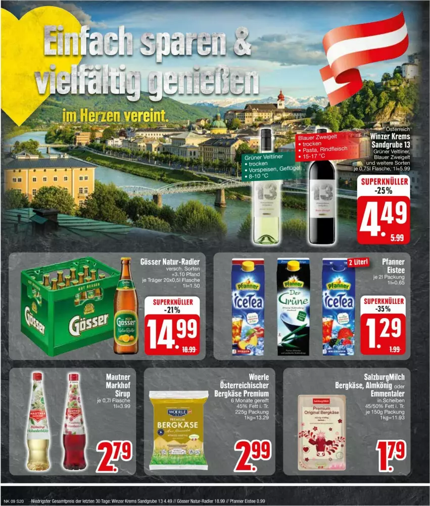 Aktueller Prospekt Edeka - Prospekte - von 26.02 bis 02.03.2024 - strona 20 - produkty: auer, bergkase, blauer zweigelt, eier, eis, eistee, Geflügel, gösser, natur, pfanne, Pfanner, radler, reis, tee, ZTE, Zweigelt