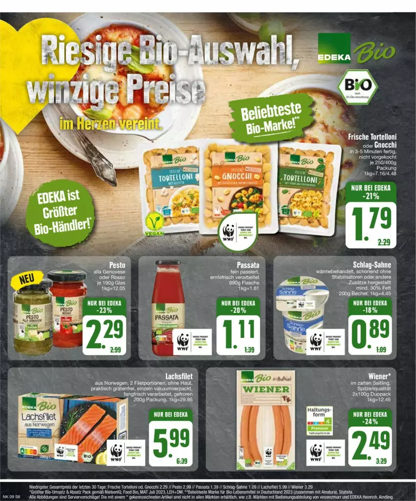 Aktueller Prospekt Edeka - Prospekte - von 26.02 bis 02.03.2024 - strona 8 - produkty: Abtei, bio, deka, eis, filet, gnocchi, lachs, lachsfilet, lebensmittel, natur, natura, pesto, reis, sahne, Ti, torte, tortelloni, wiener, ZTE