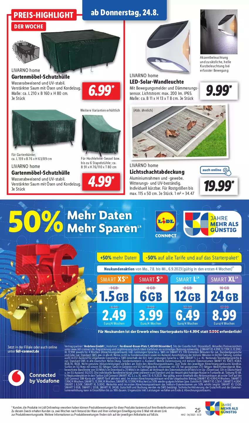 Aktueller Prospekt Lidl - Aktionsprospekt - von 21.08 bis 26.08.2023 - strona 37 - produkty: auer, beleuchtung, braun, Brei, buch, eis, elle, erde, Garten, gartenmöbel, inklusivleistungen, Leuchte, Lichtschachtabdeckung, möbel, Rauch, reis, Ria, rwe, sessel, sim, Stapelstühl, Stühl, Surf, Ti, tisch, vodafone, wasser, weck, ZTE