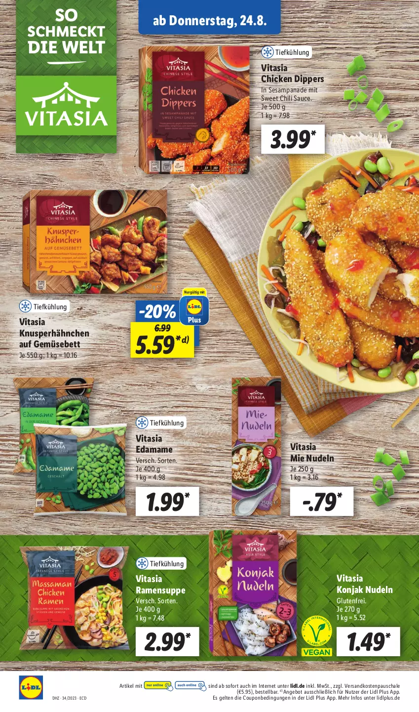 Aktueller Prospekt Lidl - Aktionsprospekt - von 21.08 bis 26.08.2023 - strona 50 - produkty: angebot, bett, chili, coupon, dip, mam, ndk, nudel, nudeln, sauce, Schal, Schale, sesam, suppe, Ti, vita