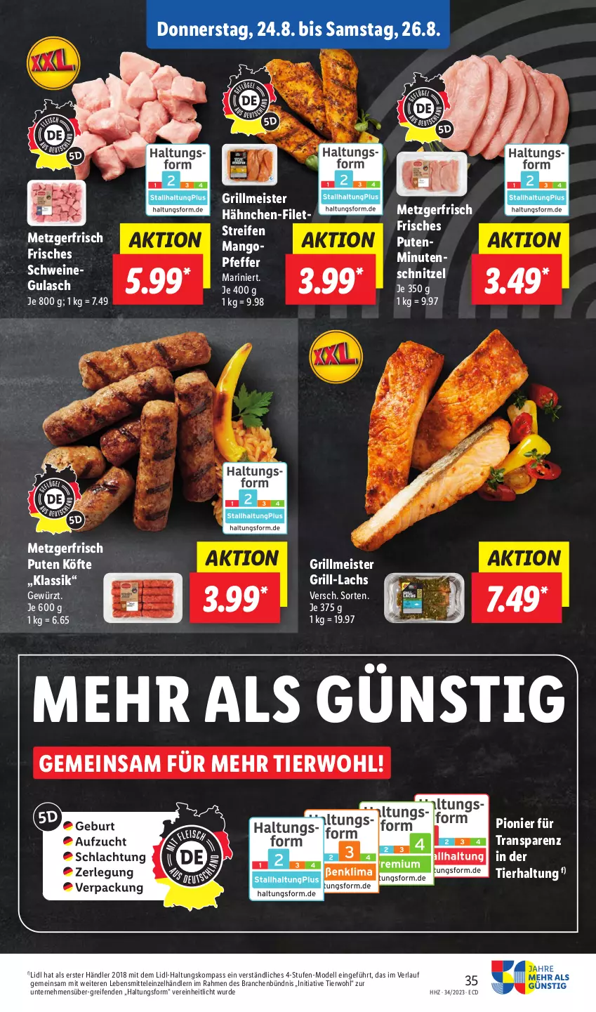 Aktueller Prospekt Lidl - Aktionsprospekt - von 21.08 bis 26.08.2023 - strona 53 - produkty: dell, eis, filet, filets, gewürz, grill, grill-lachs, gulasch, lachs, lebensmittel, mango, Meister, minutenschnitzel, Mode, pfeffer, pute, reifen, schnitzel, schwein, schweine, schweinegulasch, Ti, wein, weine