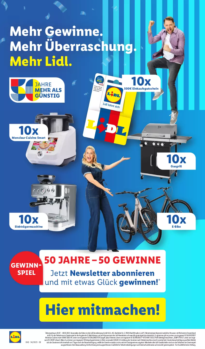 Aktueller Prospekt Lidl - Aktionsprospekt - von 21.08 bis 26.08.2023 - strona 61 - produkty: Bad, crivit, E-Bike, E-Bikes, eis, gasgrill, Germ, gewinnspiel, grill, gutschein, gutscheine, mac, Meister, Monsieur Cuisine, silvercrest, Ti