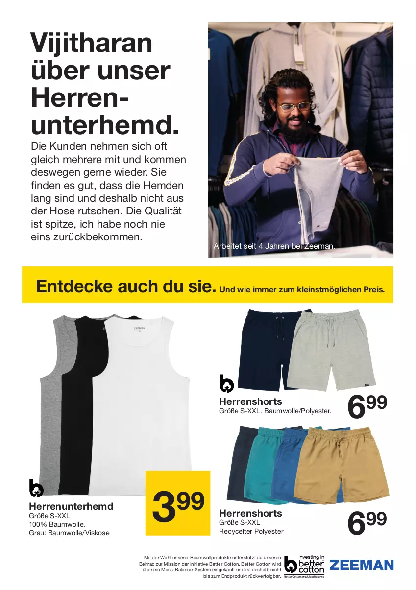 Aktueller Prospekt Zeeman - Prospekte - von 04.05 bis 10.05.2024 - strona 11 - produkty: Bau, baumwolle, beko, bett, decke, eis, hemd, hemden, hose, LG, reis, shorts, Ti, Unterhemd, wolle