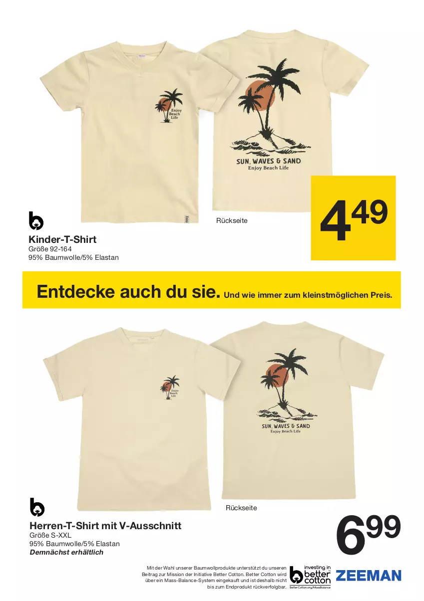 Aktueller Prospekt Zeeman - Prospekte - von 04.05 bis 10.05.2024 - strona 13 - produkty: Bau, baumwolle, bett, decke, eis, herren-t-shirt, Kinder, Kinder-T-Shirt, LG, reis, shirt, T-Shirt, Ti, wolle