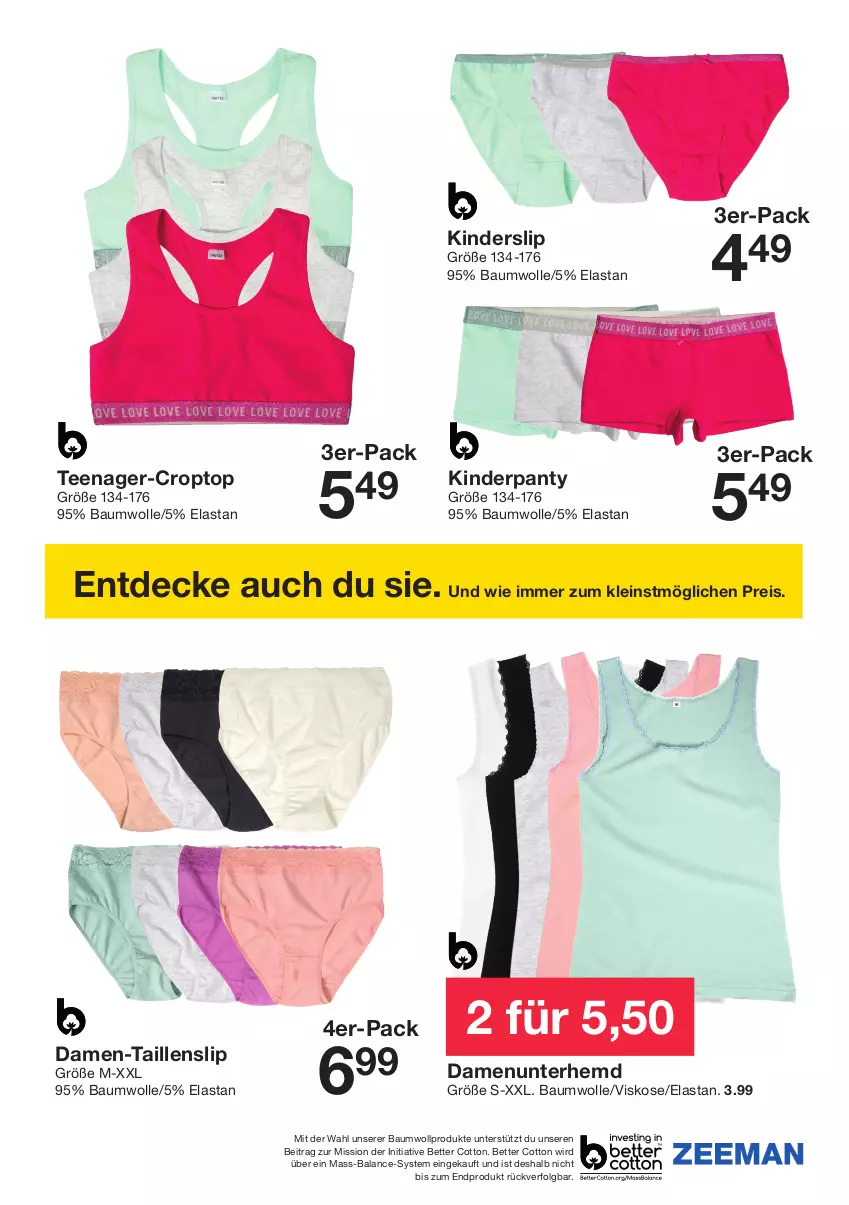 Aktueller Prospekt Zeeman - Prospekte - von 04.05 bis 10.05.2024 - strona 15 - produkty: Bau, baumwolle, bett, Croptop, decke, eis, hemd, Kinder, LG, panty, reis, slip, Taillenslip, tee, Ti, Unterhemd, wolle