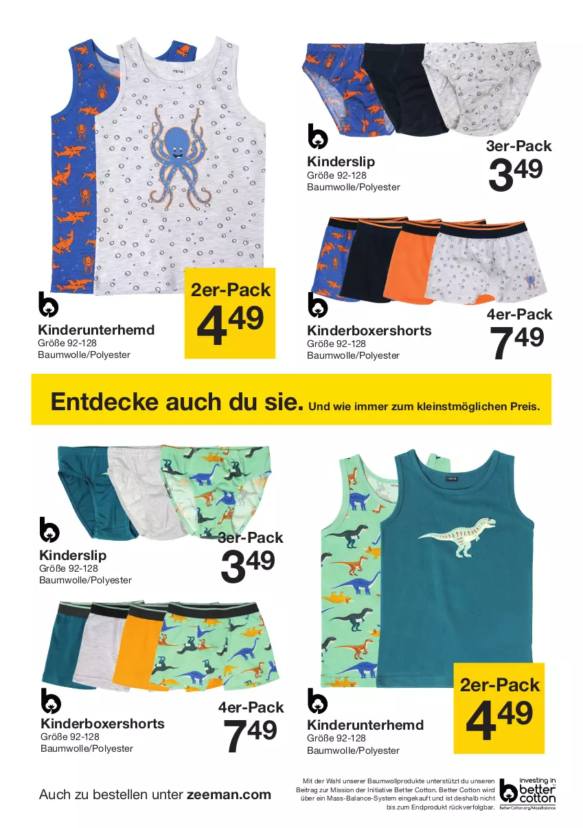 Aktueller Prospekt Zeeman - Prospekte - von 04.05 bis 10.05.2024 - strona 16 - produkty: Bau, baumwolle, bett, decke, eis, elle, hemd, Kinder, LG, reis, shorts, slip, Ti, Unterhemd, wolle