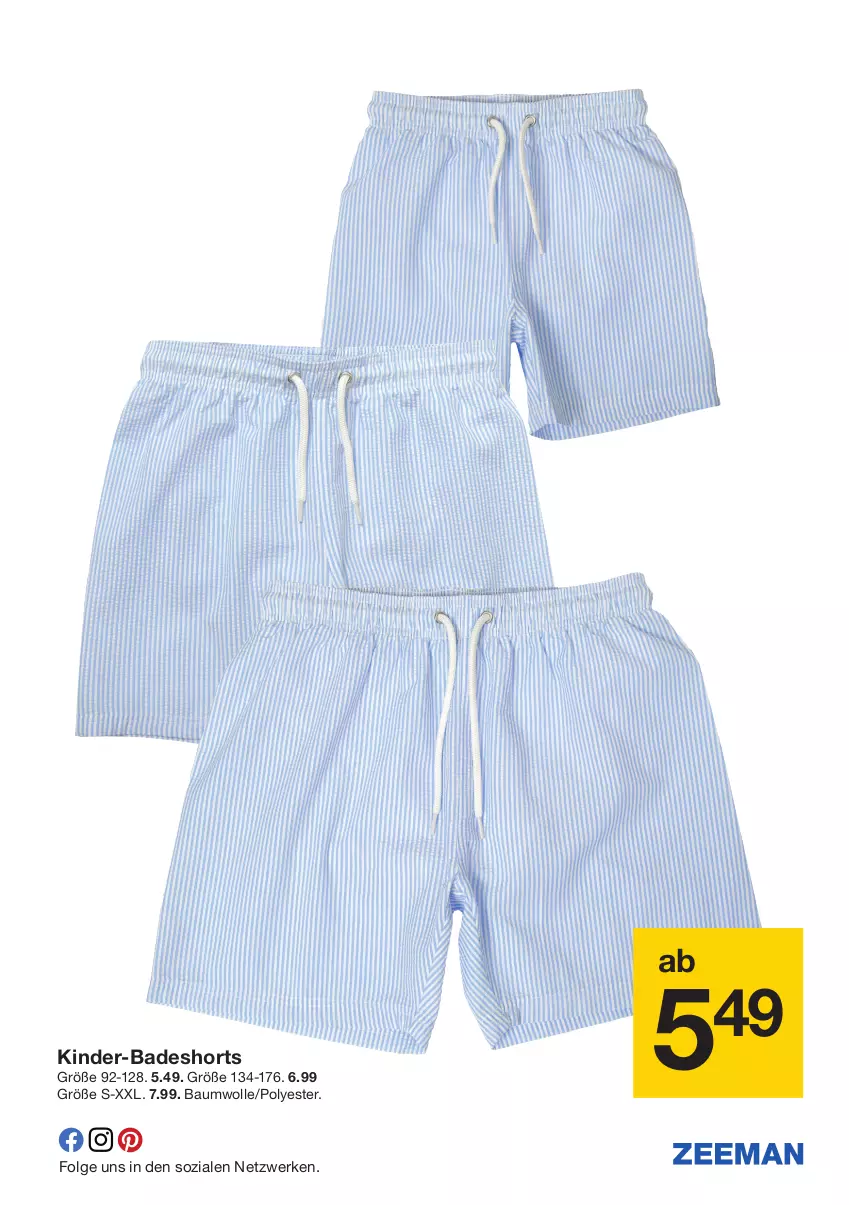 Aktueller Prospekt Zeeman - Prospekte - von 04.05 bis 10.05.2024 - strona 21 - produkty: Bad, badeshorts, Bau, baumwolle, Kinder, LG, shorts, wolle