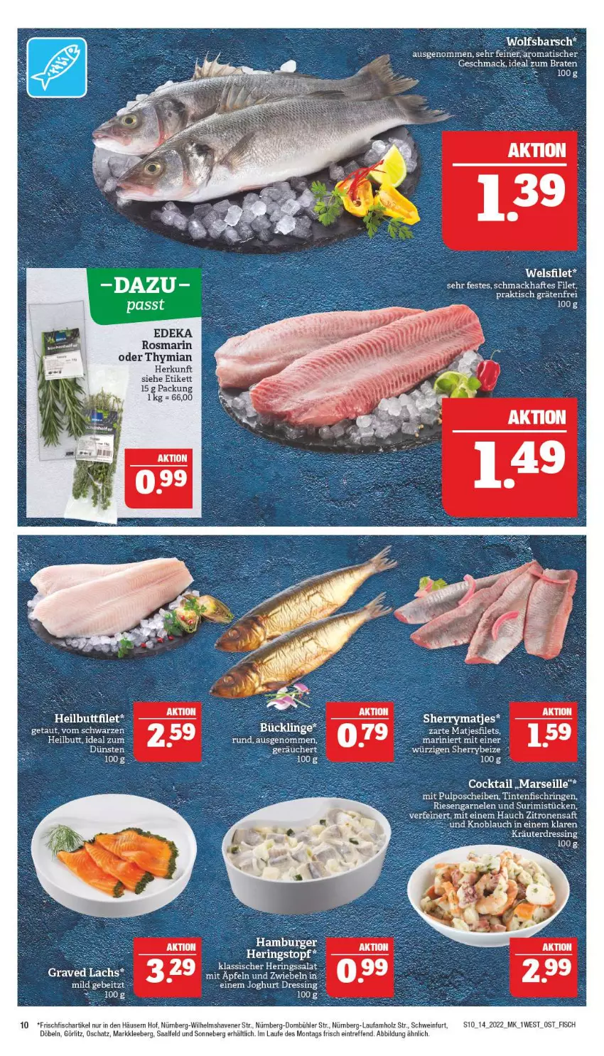 Aktueller Prospekt Marktkauf - Prospekt - von 03.04 bis 09.04.2022 - strona 14 - produkty: burger, cocktail, deka, dressing, filet, filets, fisch, frischfisch, Graved Lachs, hamburger, Heilbuttfilet, hering, Herings, Holz, kräuter, lachs, mars, matjes, Matjesfilet, matjesfilets, ring, rosmarin, saft, salat, schwein, Ti, Tintenfischringe, topf, usb, wein, zitrone, zitronen, zitronensaft, zwiebel, zwiebeln