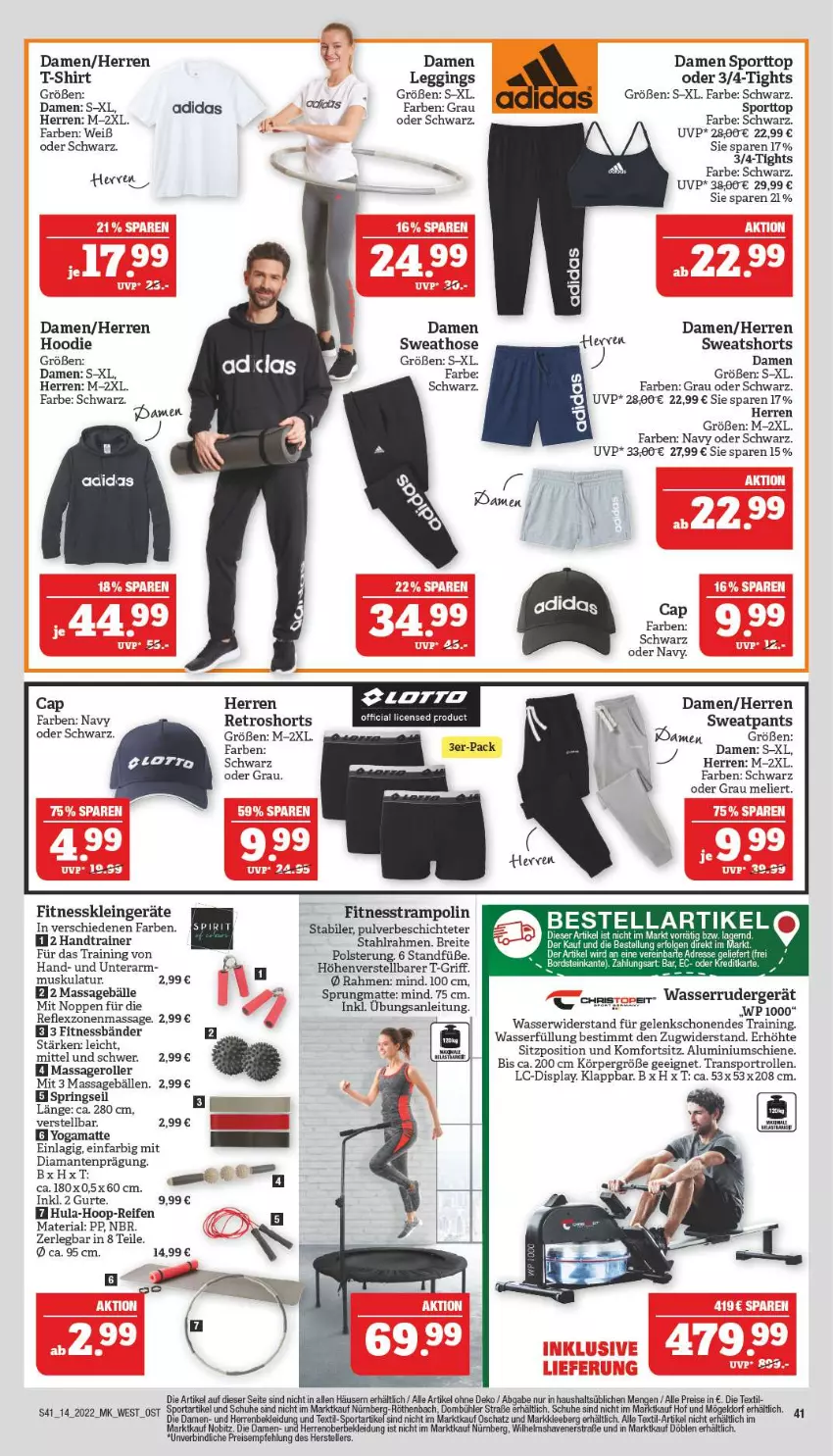 Aktueller Prospekt Marktkauf - Prospekt - von 03.04 bis 09.04.2022 - strona 45 - produkty: Adidas, Brei, Cap, eis, Elan, elle, gin, hose, kleid, Kleidung, leggings, Pants, reifen, reis, retroshorts, Ria, ring, Roller, schuhe, shirt, shorts, Sport, Sweathose, sweatshorts, T-Shirt, teller, Ti, Trampolin, wasser, Yo